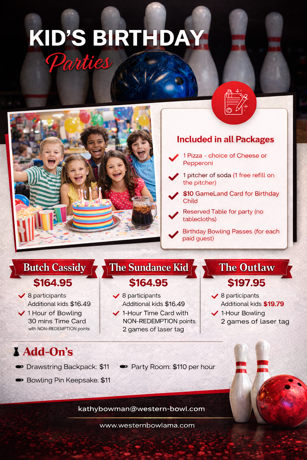 kids birthday party pricing at western bowl